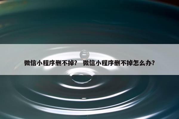 微信小程序删不掉？ 微信小程序删不掉怎么办？