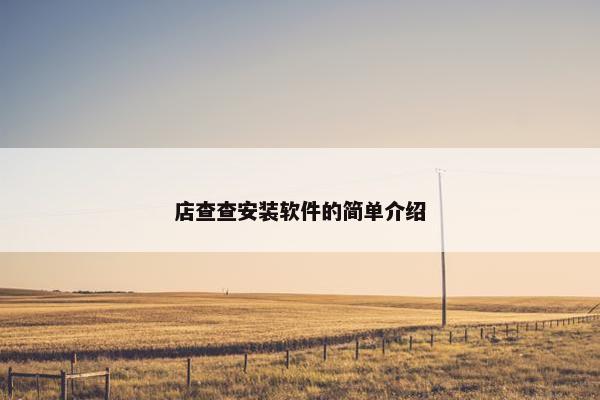 店查查安装软件的简单介绍