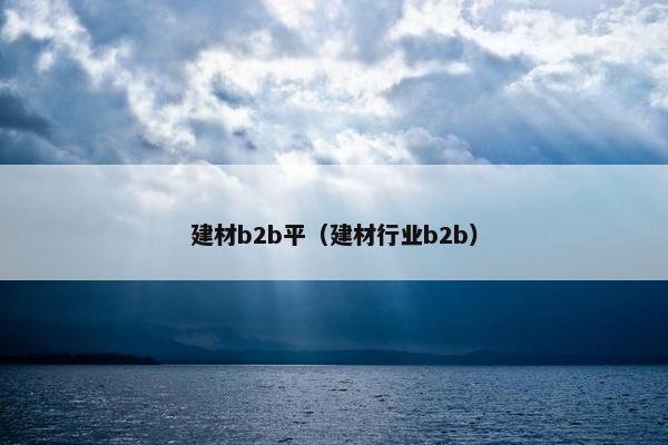 建材b2b平（建材行业b2b）