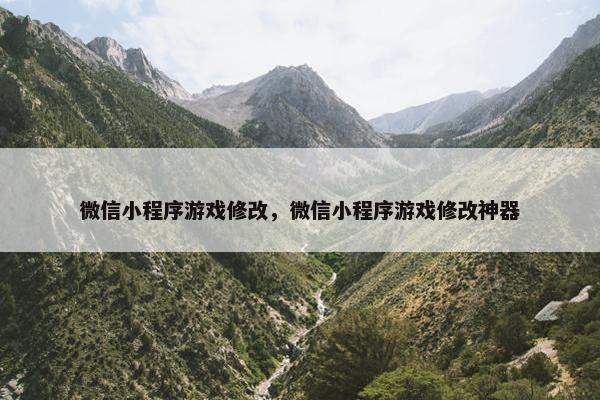 微信小程序游戏修改，微信小程序游戏修改神器