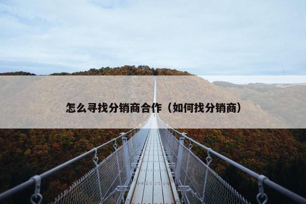怎么寻找分销商合作（如何找分销商）