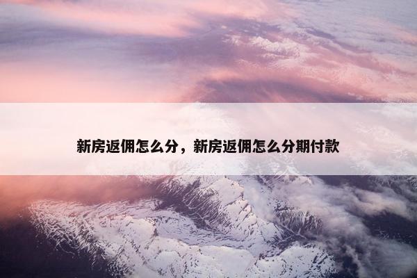 新房返佣怎么分，新房返佣怎么分期付款