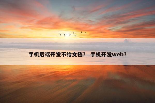 手机后端开发不给文档？ 手机开发web？