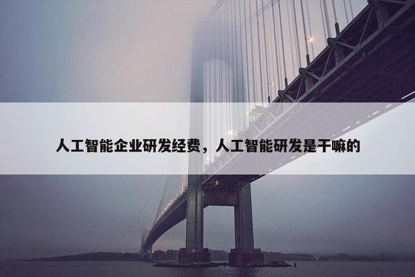 人工智能企业研发经费，人工智能研发是干嘛的