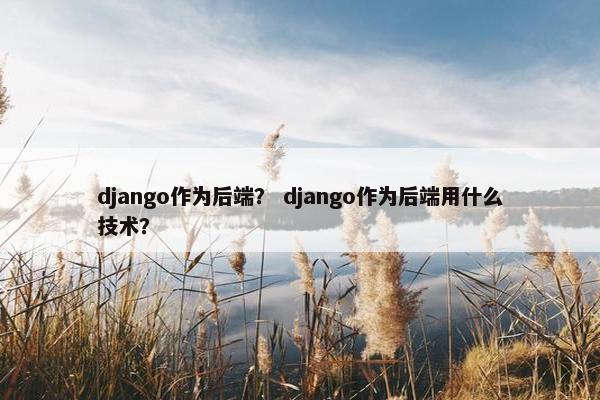 django作为后端？ django作为后端用什么技术？