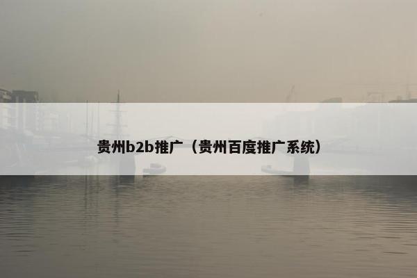 贵州b2b推广（贵州百度推广系统）