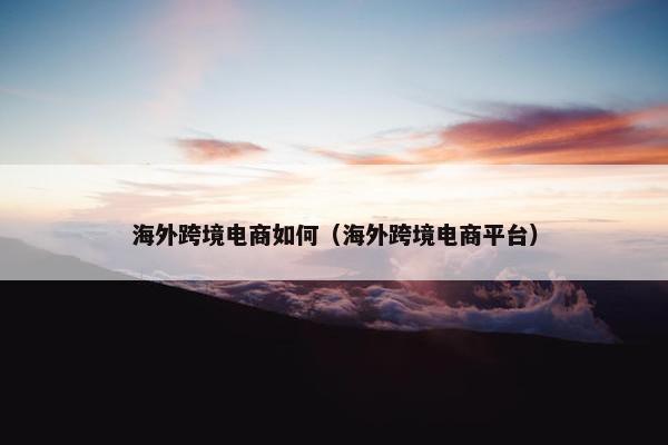海外跨境电商如何（海外跨境电商平台）
