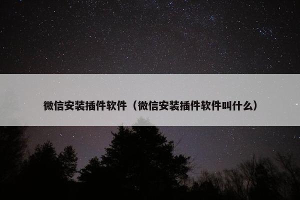 微信安装插件软件（微信安装插件软件叫什么）