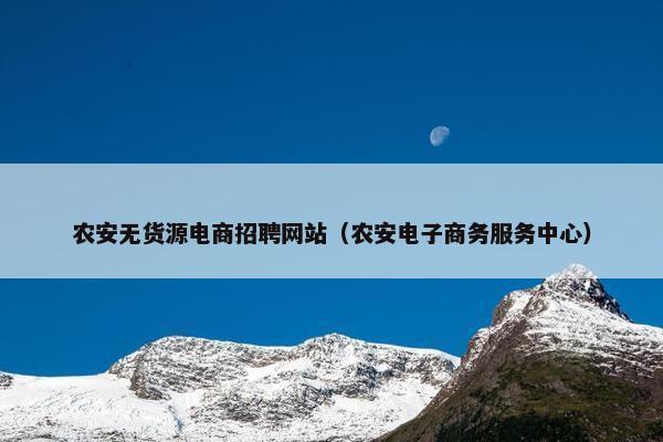农安无货源电商招聘网站（农安电子商务服务中心）