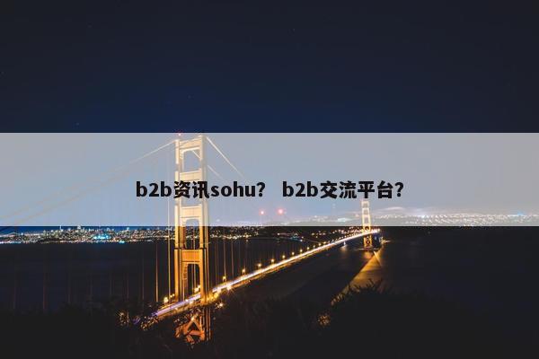 b2b资讯sohu？ b2b交流平台？
