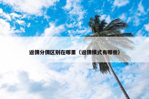 返佣分佣区别在哪里（返佣模式有哪些）