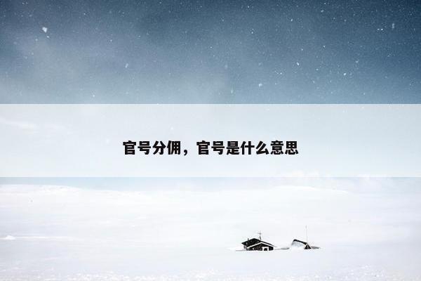 官号分佣，官号是什么意思