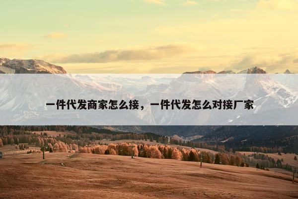 一件代发商家怎么接，一件代发怎么对接厂家