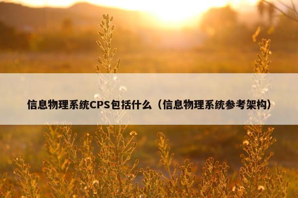 信息物理系统CPS包括什么（信息物理系统参考架构）
