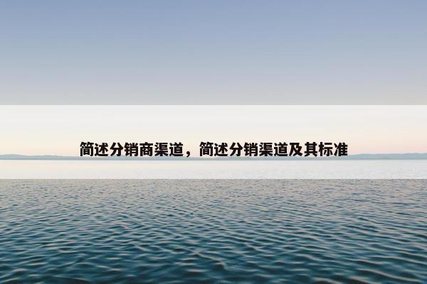 简述分销商渠道，简述分销渠道及其标准