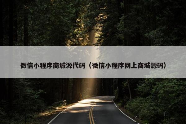 微信小程序商城源代码（微信小程序网上商城源码）