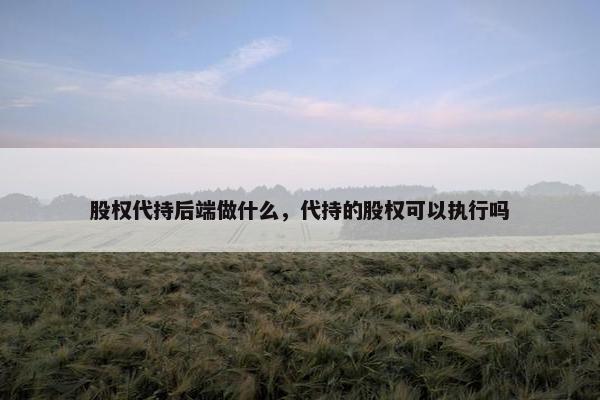 股权代持后端做什么，代持的股权可以执行吗