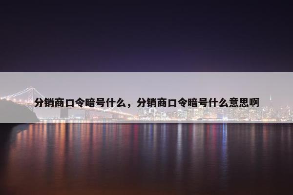 分销商口令暗号什么，分销商口令暗号什么意思啊