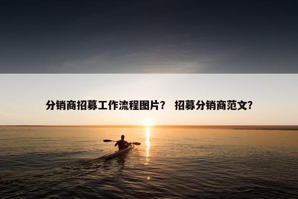 分销商招募工作流程图片？ 招募分销商范文？