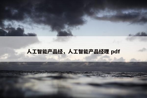 人工智能产品经，人工智能产品经理 pdf