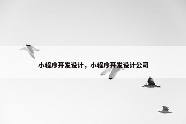 小程序开发设计，小程序开发设计公司