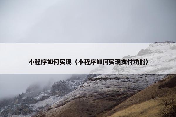 小程序如何实现（小程序如何实现支付功能）
