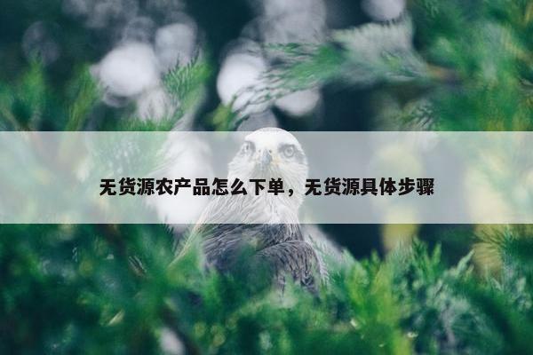 无货源农产品怎么下单，无货源具体步骤