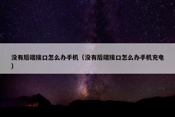 没有后端接口怎么办手机（没有后端接口怎么办手机充电）