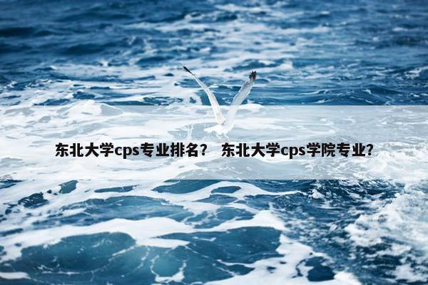 东北大学cps专业排名？ 东北大学cps学院专业？