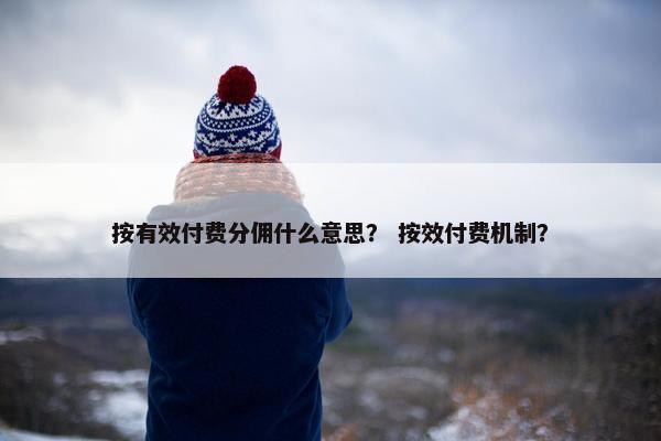 按有效付费分佣什么意思？ 按效付费机制？
