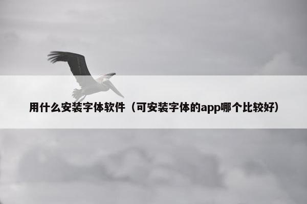 用什么安装字体软件（可安装字体的app哪个比较好）