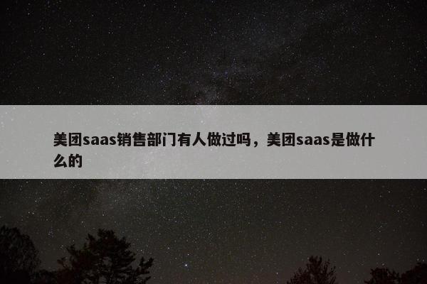 美团saas销售部门有人做过吗，美团saas是做什么的