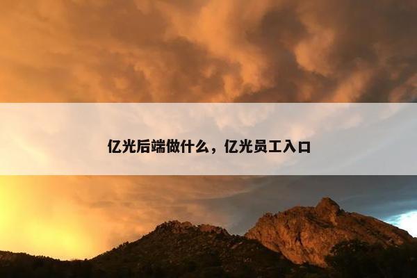 亿光后端做什么，亿光员工入口