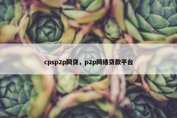 cpsp2p网贷，p2p网络贷款平台
