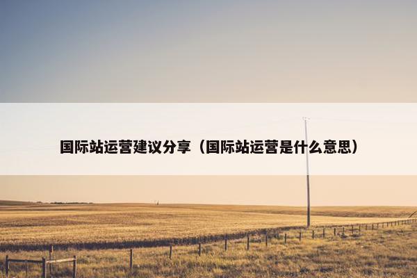国际站运营建议分享（国际站运营是什么意思）
