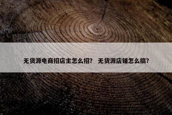 无货源电商招店主怎么招？ 无货源店铺怎么搞？