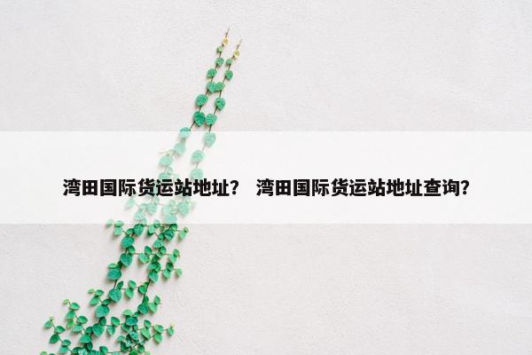 湾田国际货运站地址？ 湾田国际货运站地址查询？