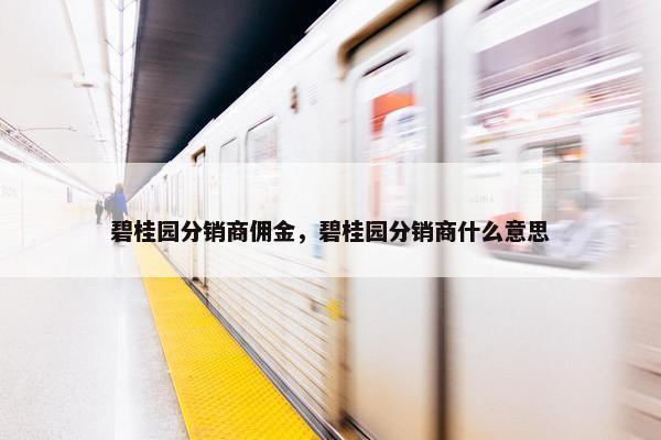 碧桂园分销商佣金，碧桂园分销商什么意思