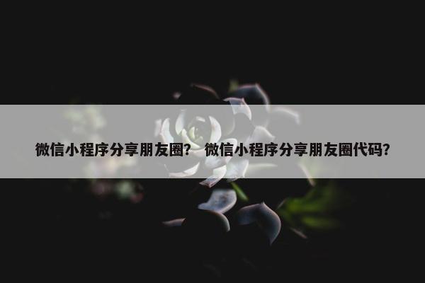 微信小程序分享朋友圈？ 微信小程序分享朋友圈代码？
