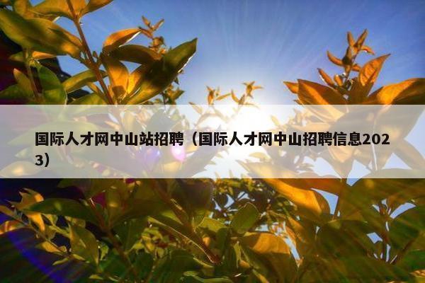 国际人才网中山站招聘（国际人才网中山招聘信息2023）