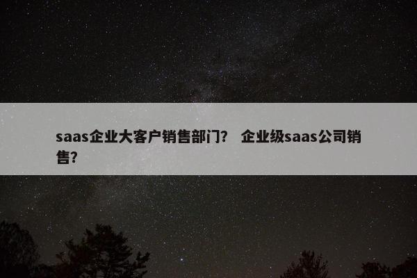 saas企业大客户销售部门？ 企业级saas公司销售？