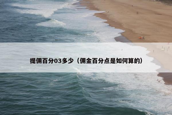 提佣百分03多少（佣金百分点是如何算的）