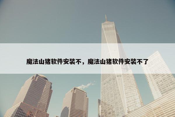 魔法山猪软件安装不，魔法山猪软件安装不了