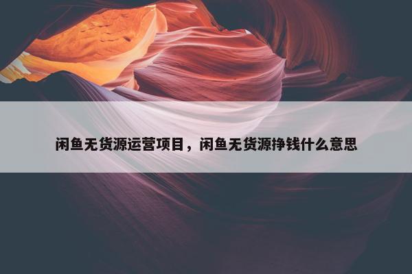 闲鱼无货源运营项目，闲鱼无货源挣钱什么意思