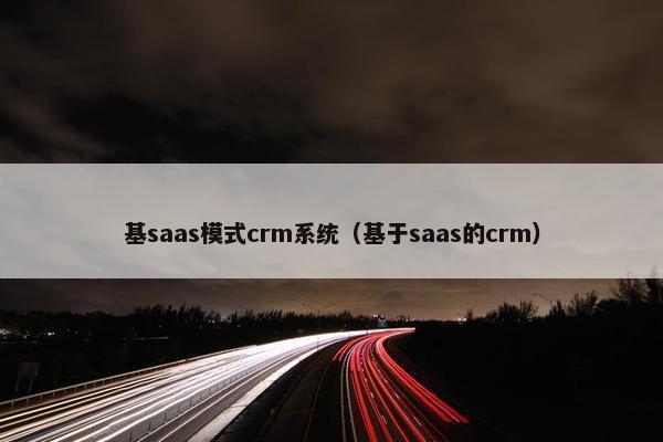 基saas模式crm系统（基于saas的crm）