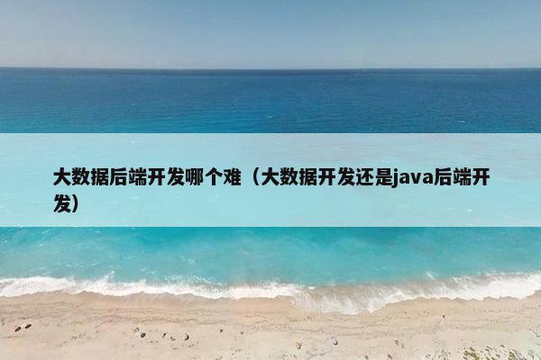 大数据后端开发哪个难（大数据开发还是java后端开发）