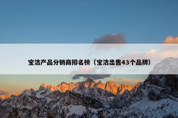 宝洁产品分销商排名榜（宝洁出售43个品牌）