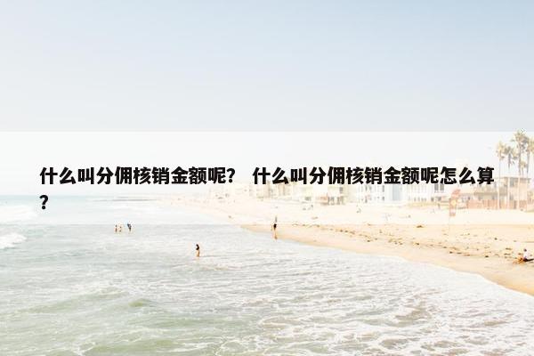 什么叫分佣核销金额呢？ 什么叫分佣核销金额呢怎么算？