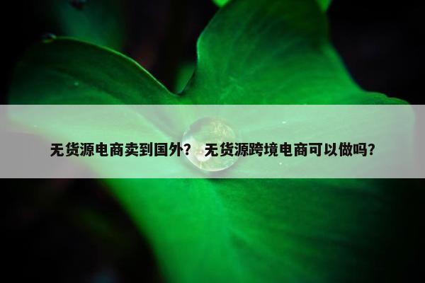 无货源电商卖到国外？ 无货源跨境电商可以做吗？