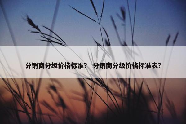 分销商分级价格标准？ 分销商分级价格标准表？